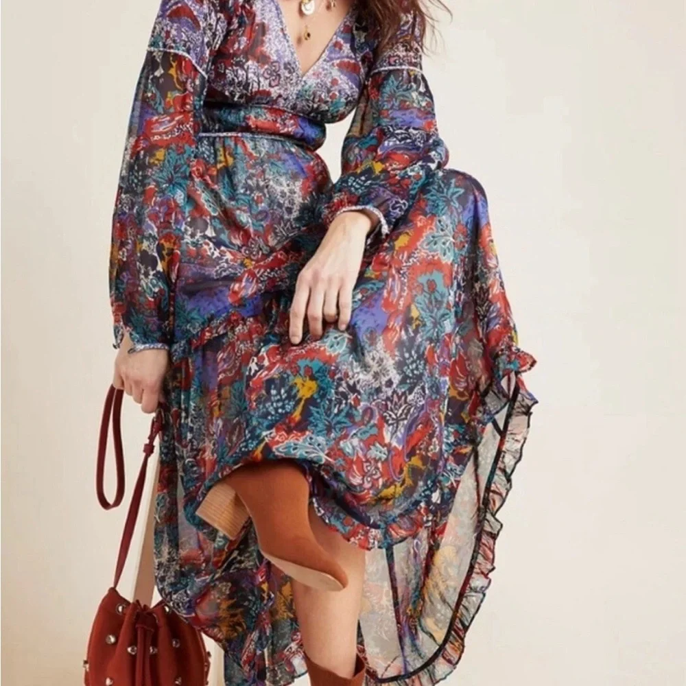 NWT Anthropologie Maeve Annabella Maxi floral Dress sz 10 NEW Orig $178 Boho - Picture 2 of 6